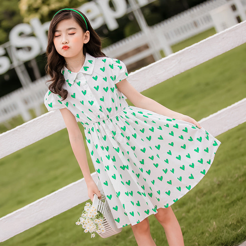 Girls' Summer Dress Casual Polo Collar Skirt Children's Korean Dress Girl Dresses