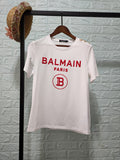 T Shirt Balmain Spring/Summer Flocking Letters All Cotton Short Sleeve T-shirt Couple Style