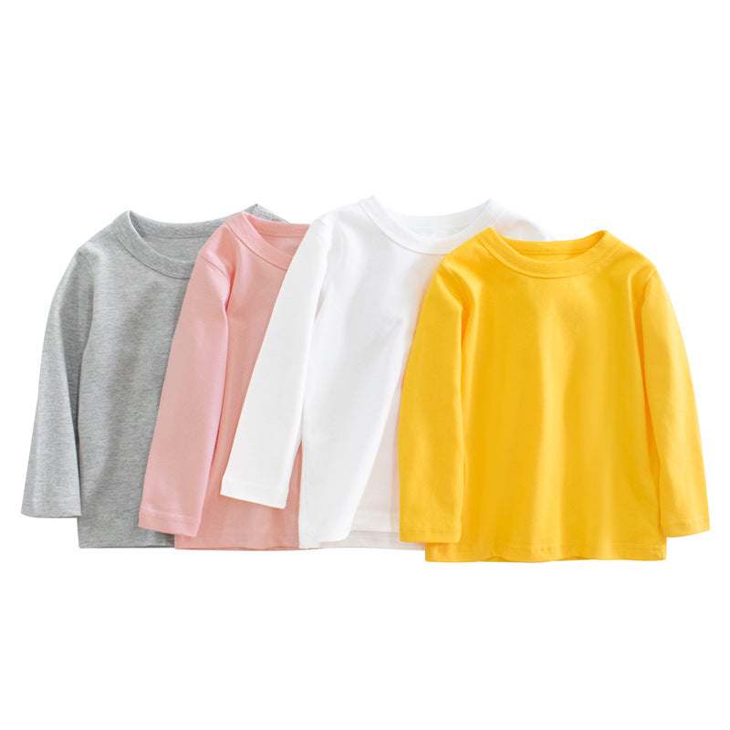 Spring Tops Spring Long Sleeve T-shirt Solid Color Children's Clothes