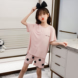 Girls' Pajamas Thin Summer Women's Baggy Pajama Pants Suit 3 Piece Set