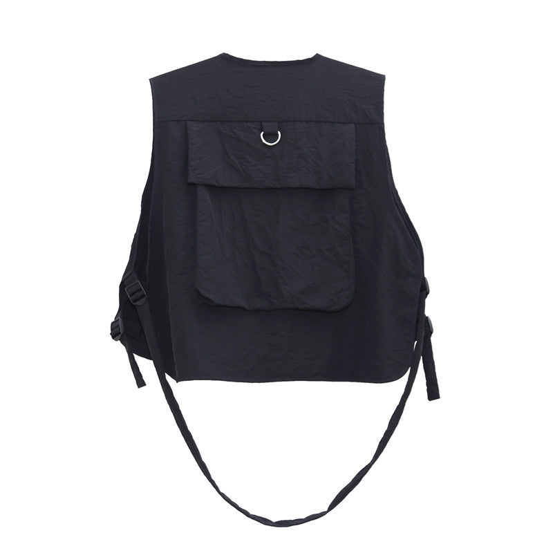 Men Sweater Vest Mechanical Style Multi-Pocket Workwear Waistcoat Men's Military Outdoor Tactics Vest Sleeveless Jacket