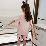 Girls' Pajamas Thin Summer Women's Baggy Pajama Pants Suit 3 Piece Set