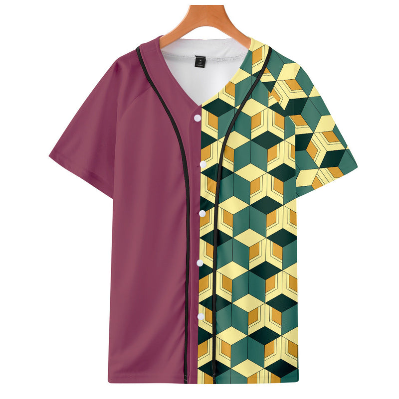 Baggy Baseball Jersey Anime Baseball Shirt Short Sleeve T-Shirt