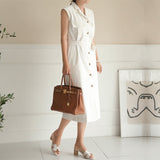 Safari Dress Single-Breasted Loose Vest Coat Summer White Dresses