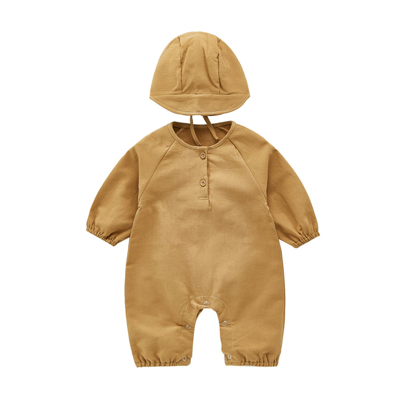 Autumn Rompers Baby Solid Color Loose Romper Fashion Long Sleeve Romper