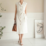 Safari Dress Single-Breasted Loose Vest Coat Summer White Dresses