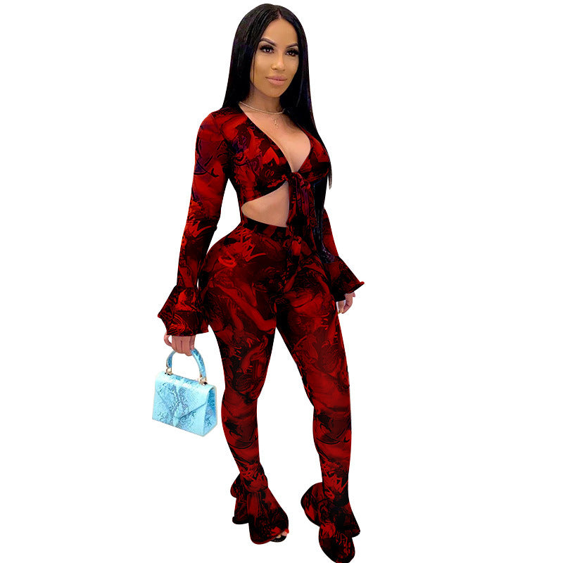 See through Pants Suit Printing Suit Sexy Nightclub