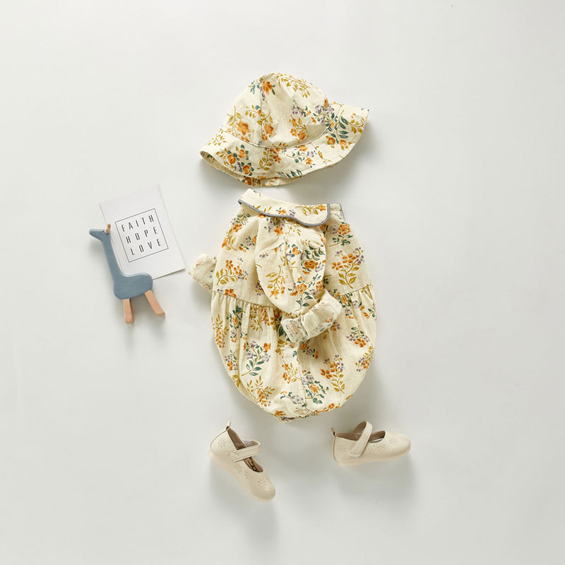 Autumn Rompers Doll Collar Long Sleeve Jumpsuit Floral Sweet Romper