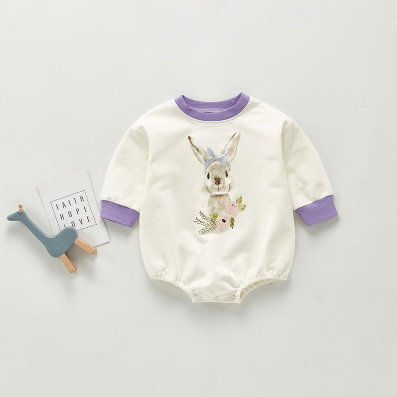 Autumn Rompers Long Sleeve Round Neck Pure Cotton  Romper