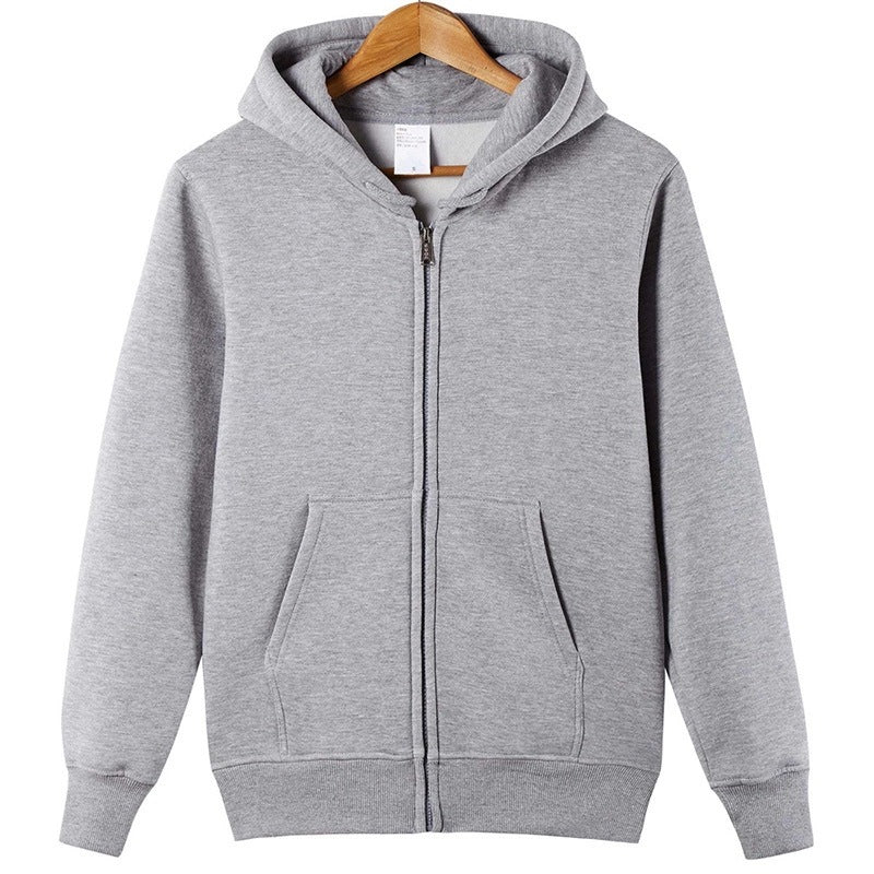 Black Zip Up Hoodie Fall Winter Men's Thickened Pullover Hoodie Sweater Zipper Solid Color Sports Jacket