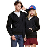 Black Zip Up Hoodie Fall Winter Men's Thickened Pullover Hoodie Sweater Zipper Solid Color Sports Jacket