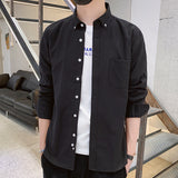 White Work Shirts Men's Casual Long-Sleeved Business Slim-Fit Pocket Shirt