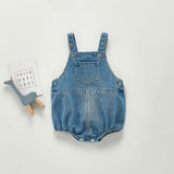 Summer Rompers Cute Pocket Denim Overalls Baby Fashion One-Piece Romper