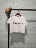 T Shirt Balmain Spring/Summer Flocking Letter Jacket Cotton Short T-shirt