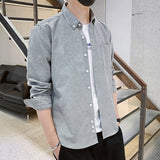 White Work Shirts Men's Casual Long-Sleeved Business Slim-Fit Pocket Shirt