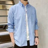 White Work Shirts Men's Casual Long-Sleeved Business Slim-Fit Pocket Shirt