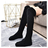 Winter Thick Knit Thigh High Socks Long Stockings Boot Knitted Long Socks Wool Ball Socks Knee Socks Solid Color