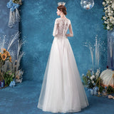 Women'S Evening Dress Ball Gown Princess Quinceanera Wedding Dresses Classical Sexy Slim Lace Deep V-Neck Bridal Wedding Dress