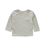 Autumn Tops Autumn T-shirt Top Black and White Striped Bottoming Shirt