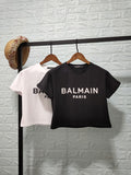 T Shirt Balmain Spring/Summer Flocking Letter Jacket Cotton Short T-shirt
