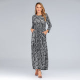 Muslim Women Stylish Kashibo Abaya Muslim Ladies Long Gown Islamic Clothing Jilbab Jalabiya Round Neck Long Sleeve Slim Fit Large Swing Dress