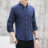 White Work Shirts Men's Casual Long-Sleeved Business Slim-Fit Pocket Shirt