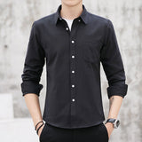 White Work Shirts Men's Casual Long-Sleeved Business Slim-Fit Pocket Shirt