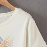 Oversized 90S T Shirt Rainbow White Horse Unicorn Cotton Short Sleeve T-shirt