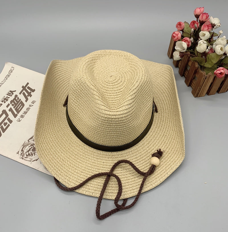 Cowgirl Hats Spring and Summer Men's Cowboy Hat Sun Hat Outdoor Sun Protection Fishing Straw Hat