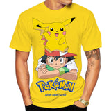 Men and Women Pokemon Pikachu T Shirt Summer Men's Short Sleeve round Neck T-shirt