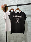 T Shirt Balmain Spring/Summer Flocking Letter Cotton Batwing Sleeve round Neck Loose Short Sleeves T-shirt
