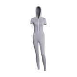 Summer Hooded Open Chest Zipper One-Piece Trousers Casual Women's Clothing