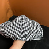 Check Beret Hat Women 'S Black And White Plaid Painter Cap