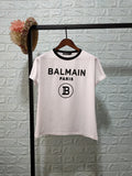T Shirt Balmain Spring/Summer Flocking Letter Cotton Batwing Sleeve round Neck Loose Short Sleeves T-shirt