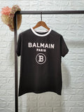 T Shirt Balmain Spring/Summer Flocking Letter Cotton Batwing Sleeve round Neck Loose Short Sleeves T-shirt
