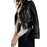 Leather Biker Coat Gothic Leather Jacket Women Pu Jackets Short Spring and Autumn Leather Coat