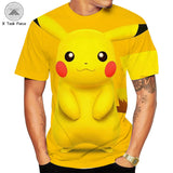 Men and Women Pokemon Pikachu T Shirt Summer Men's Short Sleeve round Neck T-shirt