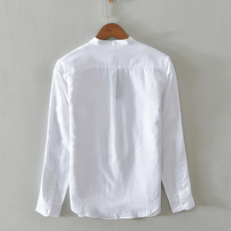 White Work Shirts Spring/Summer Men's Casual Stand Collar Shirt