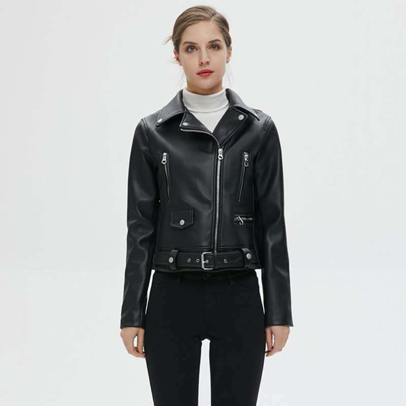 Leather Biker Coat Gothic Leather Jacket Women Pu Jackets Short Spring and Autumn Leather Coat
