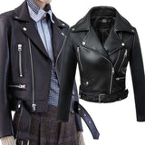 Leather Biker Coat Gothic Leather Jacket Women Pu Jackets Short Spring and Autumn Leather Coat