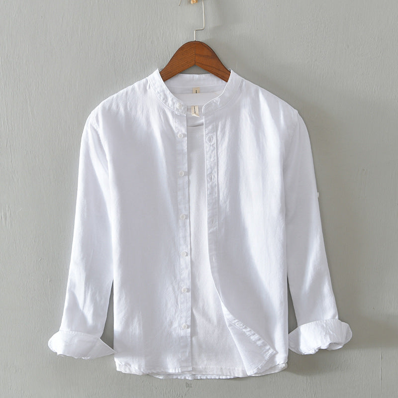 White Work Shirts Spring/Summer Men's Casual Stand Collar Shirt