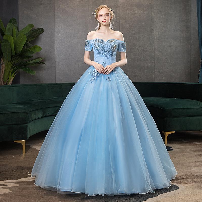 Women's Evening Dress Ball Gown Princess Quinceanera Wedding Dresses Fashion Vocal Performance Puffy Evening Dress