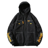 Denim Varsity Jacket Autumn Hooded Denim Jacket Men's Fashionable Printed Letter Men's Workwear Jacket