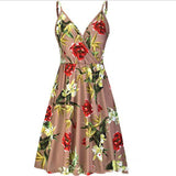 Homecoming Dresses Women'S Summer V-Neck Printed Pleated Casual Large Swing Dress With Pockets