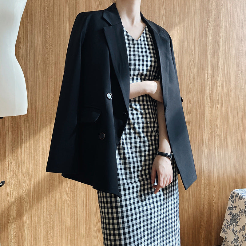 Gingham Dress Vintage Black and White Plaid Dress for Women Young Temperament Dress