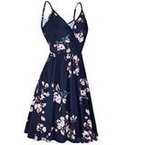 Homecoming Dresses Women'S Summer V-Neck Printed Pleated Casual Large Swing Dress With Pockets