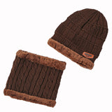 Mens Winter Hats Winter Fleece Lined Padded Warm Keeping Knitted Hat Twist Scarf