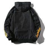 Denim Varsity Jacket Autumn Hooded Denim Jacket Men's Fashionable Printed Letter Men's Workwear Jacket
