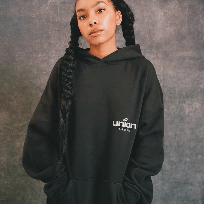 Fog Fear of God Essentials Hoodie Double-Line Joint-Name Three-Dimensional Alphabet plus Velvet Hoodie Sweater