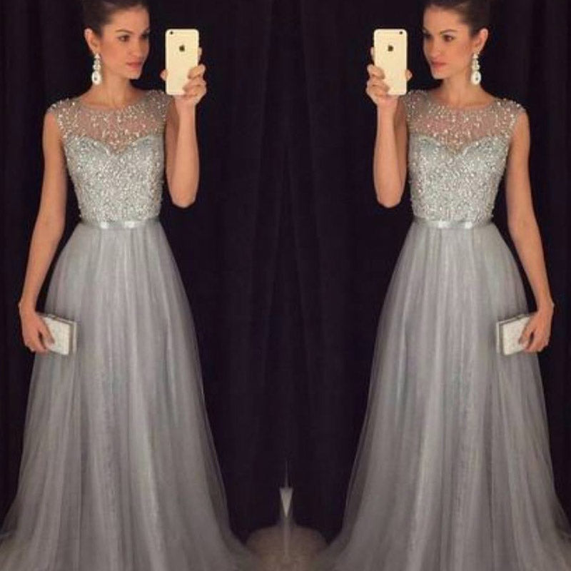 Formal Dresses & Gowns Spring Women's Chiffon Sleeveless Sequined Dress